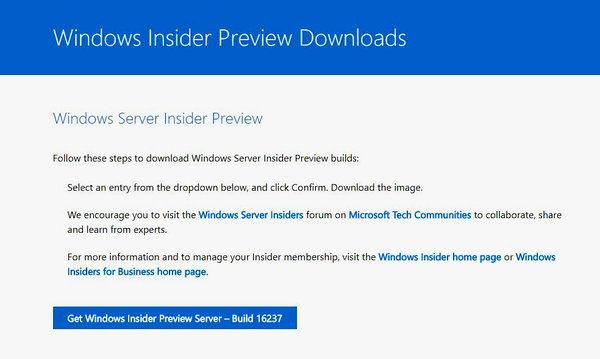 plan resident Hukommelse First Windows Server Insider Preview build 16237 is out