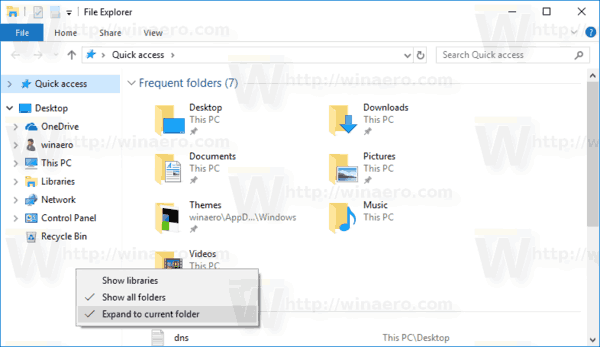 Nav Pane Expand To Current Folder Option