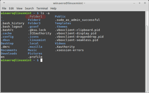 Terminal Hidden Folder Is Visible