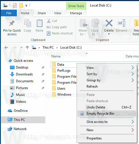 Add Empty Recycle Bin Context Menu Windows 10