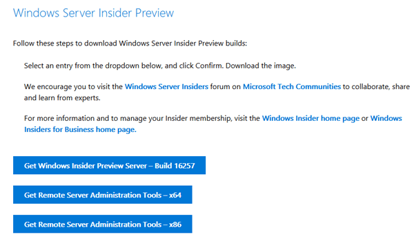 Download Windows Server Insider Preview 16257