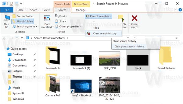 File Explorer Clear Search History In Windows 10