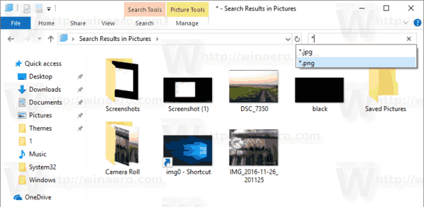 File Explorer Select Search Suggestion