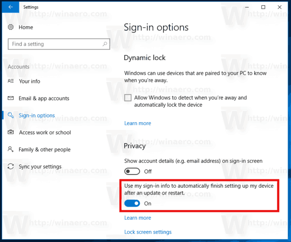 Sign In Automatically After Windows 10 Restart
