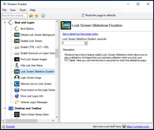 Winaero Tweaker Lock Screen Slideshow Duration
