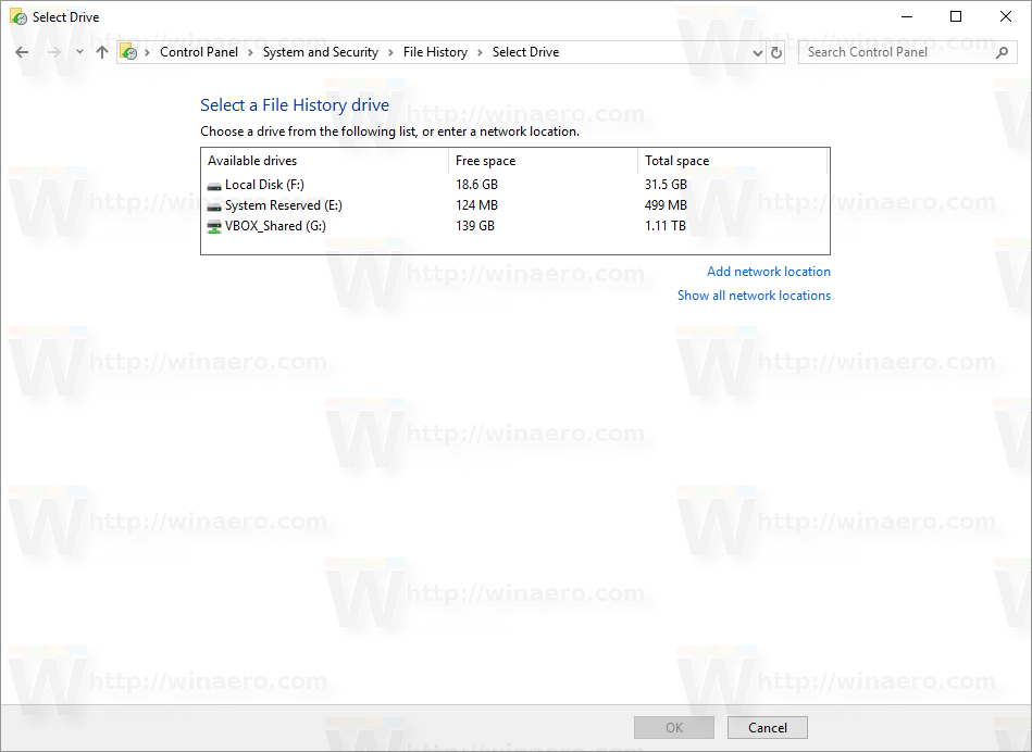 Windows 10 File History Select A Drive