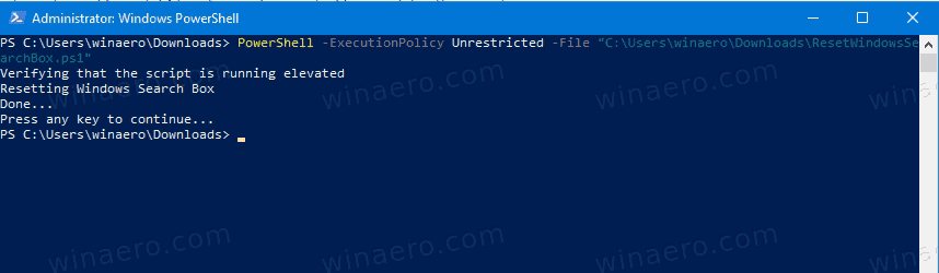 Windows 10 Reset Windows Search Powershell Script
