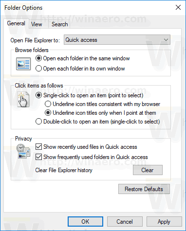 Windows 10 Enable Single Click To Open Files