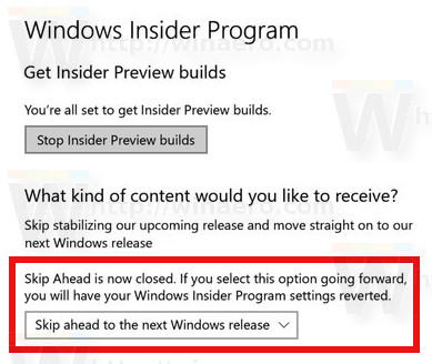 Windows 10 Skip Ahead Closed