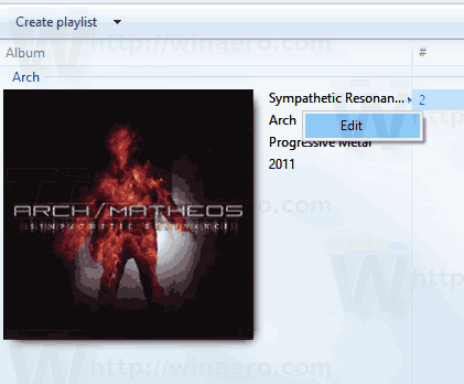 Windows Media Player Music Right Click Tag