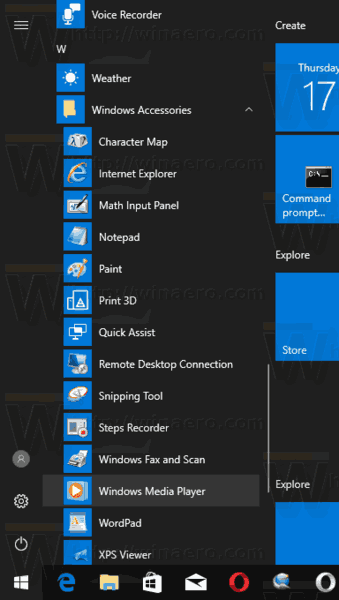 Windows Accessories Windows Media Player