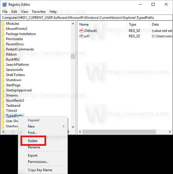 Clear File Explorer Windows 10 Registry