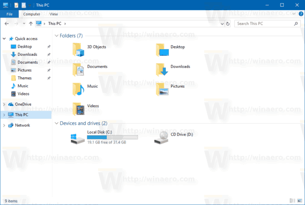 Скрыть диск на этом компьютере в Windows 10