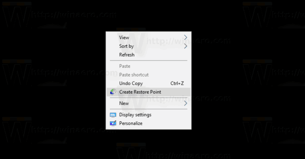 Restore Point Context Menu In Windows 10 In Action