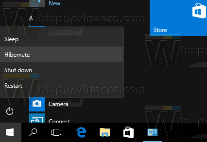 Windows 10 Hibernate PC Start Menu