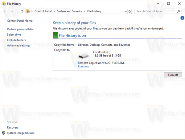 Windows 10 Open File History Enabled