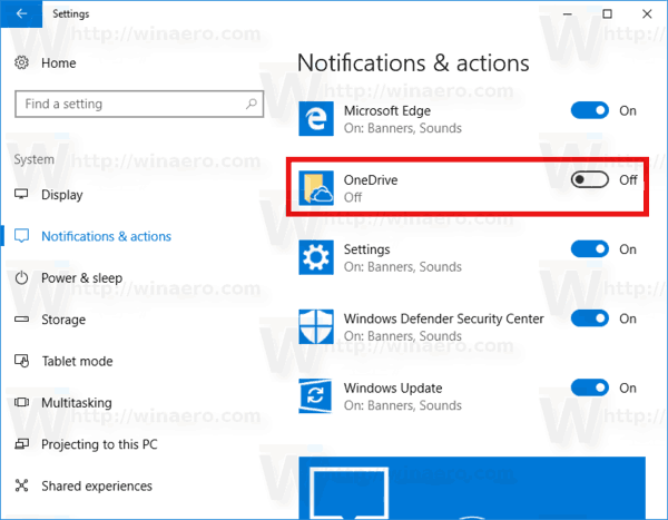 Windows 10 Disable All Notifications For An App