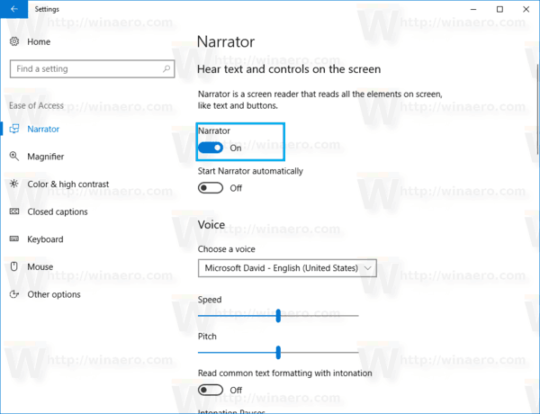 Windows 10 Enable Narrator