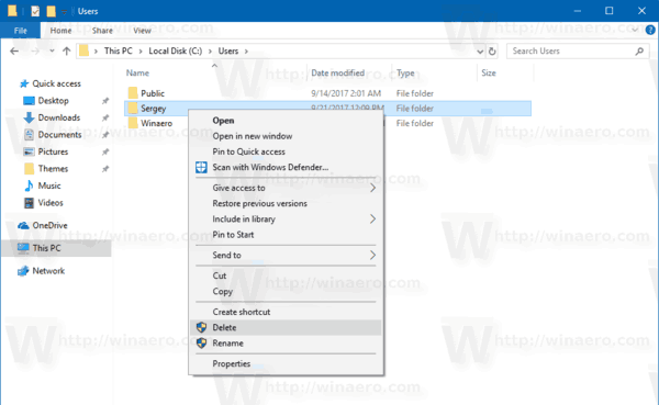 Remove windows 10 domain user profile