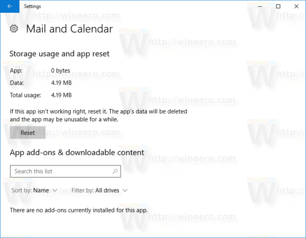 Reset Mail App In Windows 10