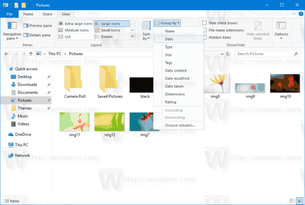 File Explorer Group By