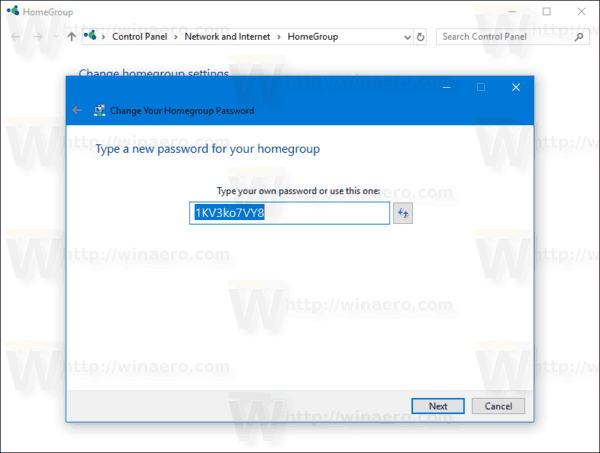 HomeGroup Change Password Windows 10