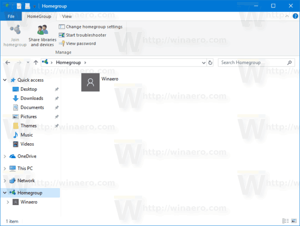 HomeGroup In File Explorer