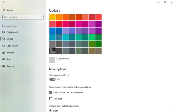 Settings Fluent Design Windows 10 2