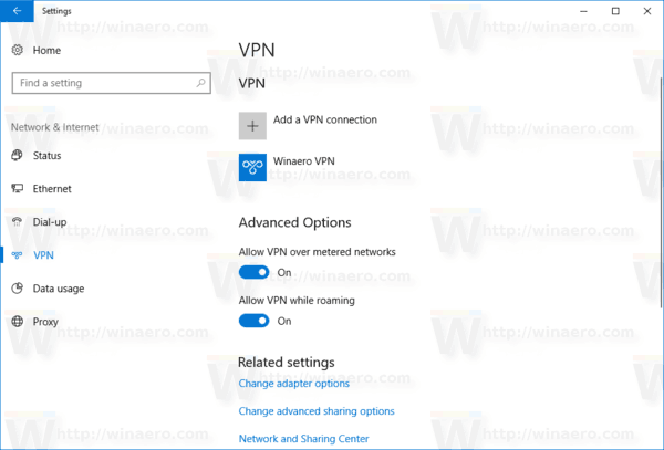 VPN Connection List Windows 10