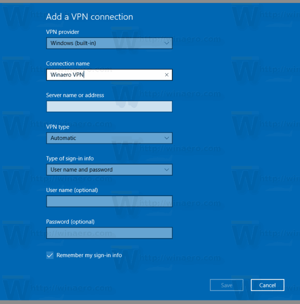 VPN Connection Name Windows 10