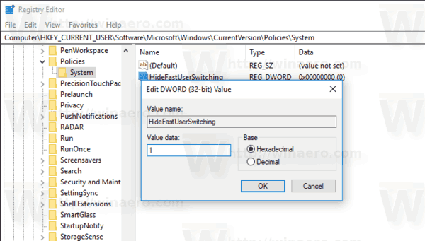 Windows 10 Disable Fast User Switching Per User 2