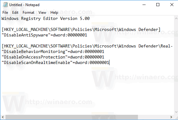Windows 10 Disable Windows Defender Tweak