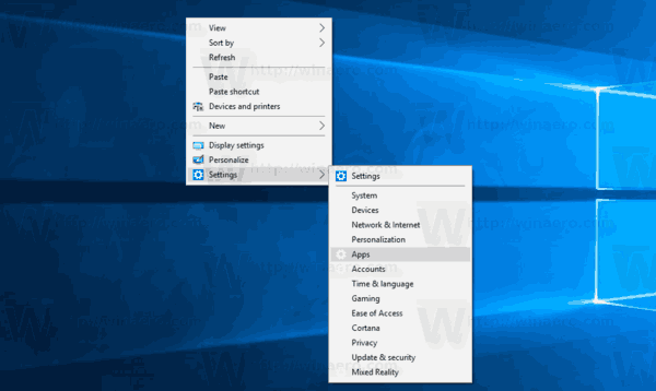 Add Settings Context Menu Windows 10