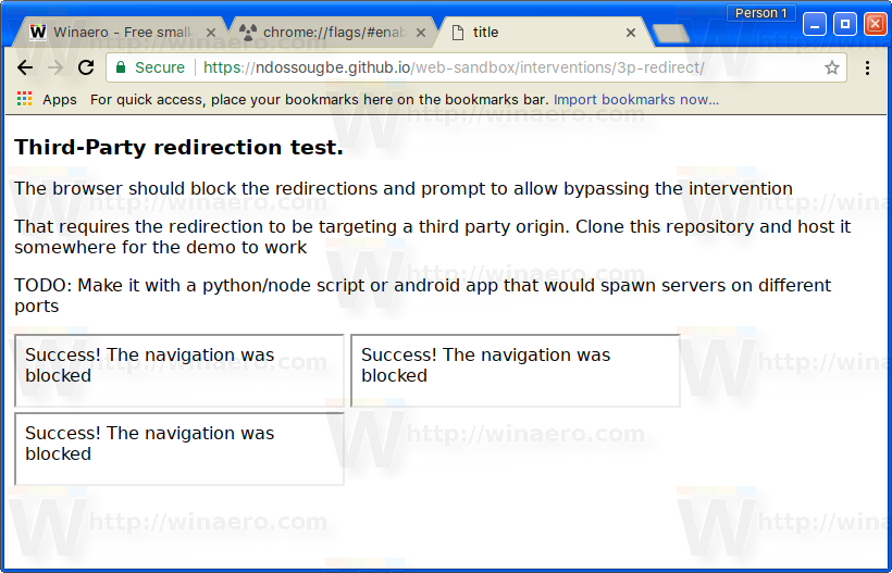 Chrome Test Redirect Blocker