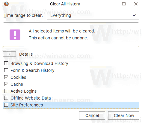 Firefox Clear Cache And Cookies