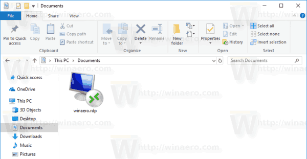 RDP Connection File Windows 10