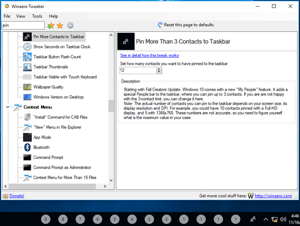 Tweaker Pin More Contacts To Taskbar