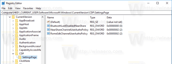 Настройка реестра Windows 10 Near Share 2