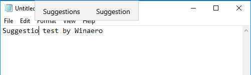 Пример предложения текста в Windows 10