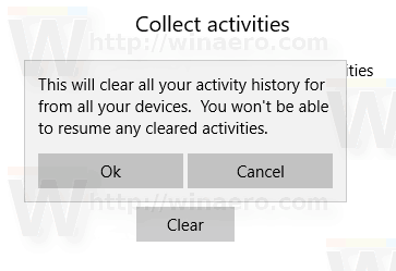 Windows 10 Activity History Confirmation