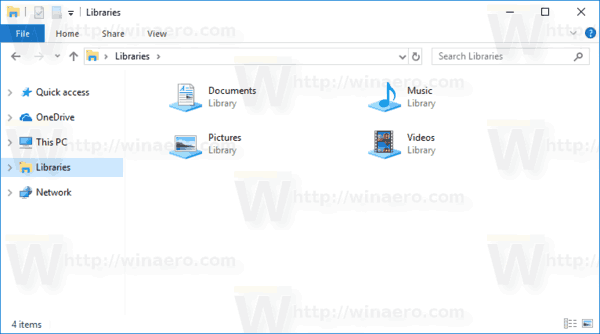 Папка библиотек Windows 10