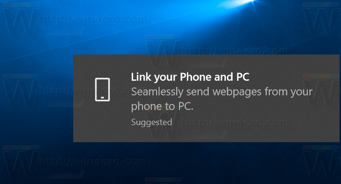 Windows 10 Link Your Phone Notification