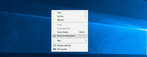 Devices And Printers Context Menu WIndows 10