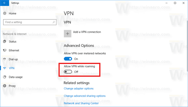 Disable Vpn While Roaming In Windows 10