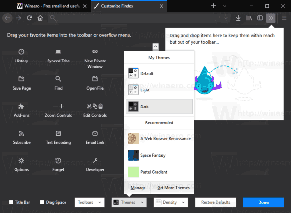 firefox dark theme windows 10