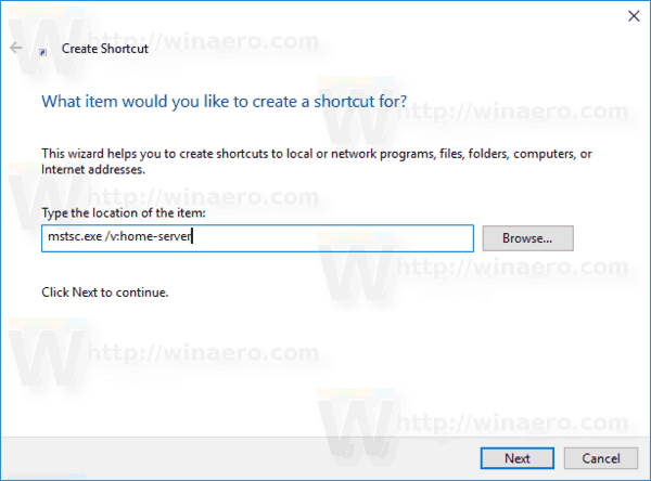 Create Remote Desktop Shortcut For PC In Windows 10