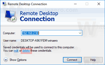 Delete Saved RDP Credentials In Windows 10