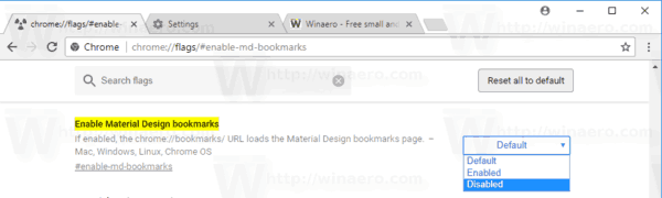 Disable Material Design For Chrome Bookmarks