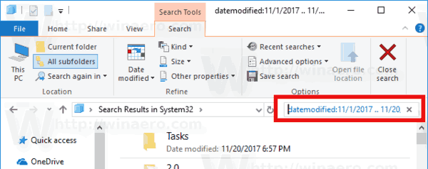 search for windows files from a certain date