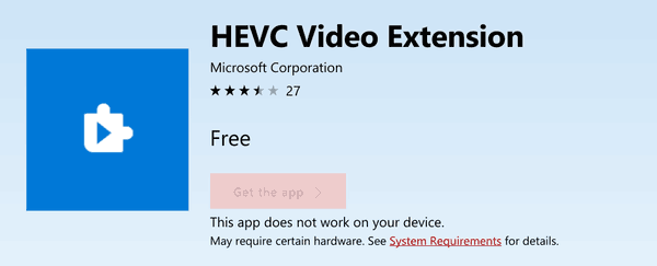 hevc codec windows 10 store free